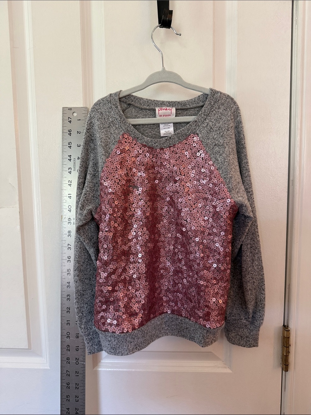Pinky Gray Sweatshirt with Pink Sequin Front Panel
